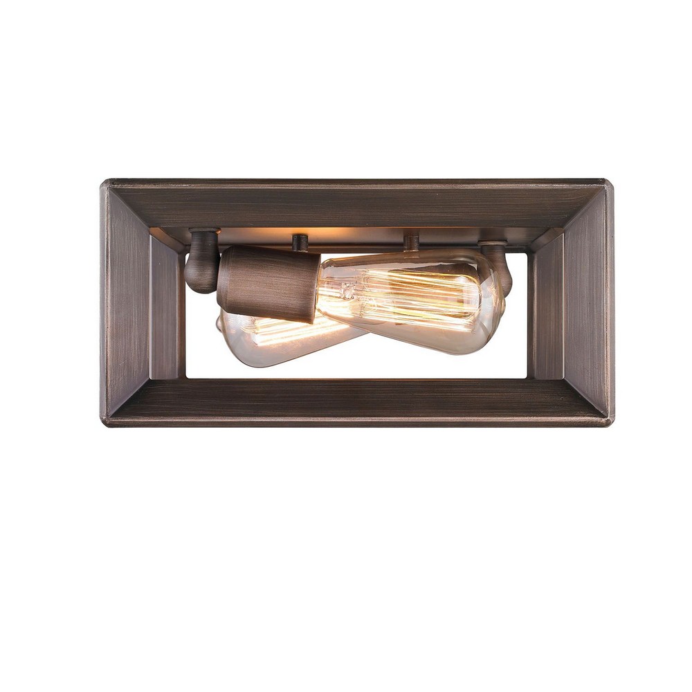 Golden Lighting-2073-FM GMT-Smyth - 2 Light Flush Mount in Contemporary style - 5.5 Inches high by 11.5 Inches wide   Gunmetal Bronze Finish